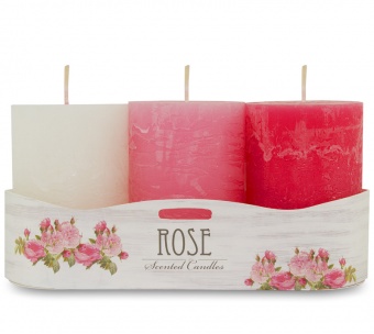 Pl Róż Róża Świeca 3 Pack Zapachowa