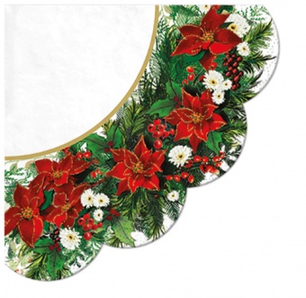 Pl Serwetki Poinsetia Wreath (White) R